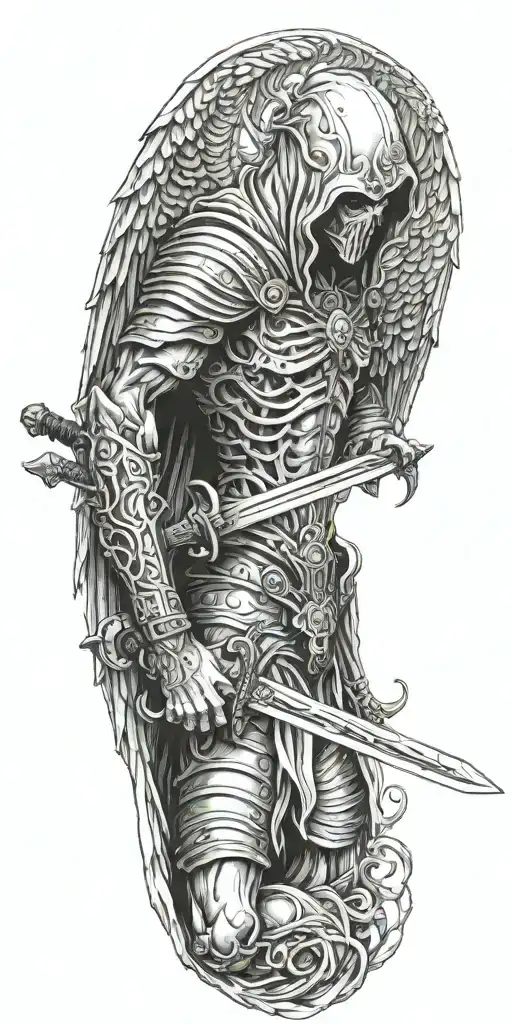 Hooded Angel Holding A Sword