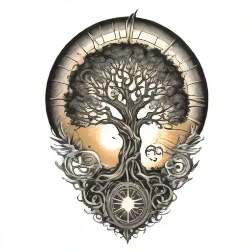 Tree Of Life And Sun And Moon