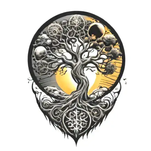 Tree Of Life And Sun And Moon