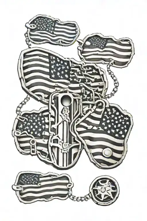 American Flag Two Sets Of Dog Tags