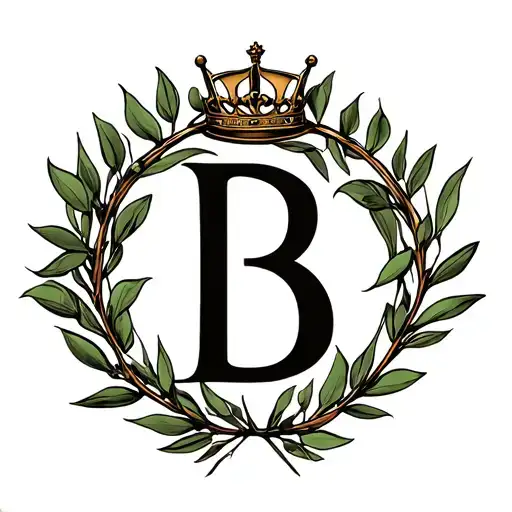 Letter B In Side Of An Olive Branch Circle With A Crown On Top