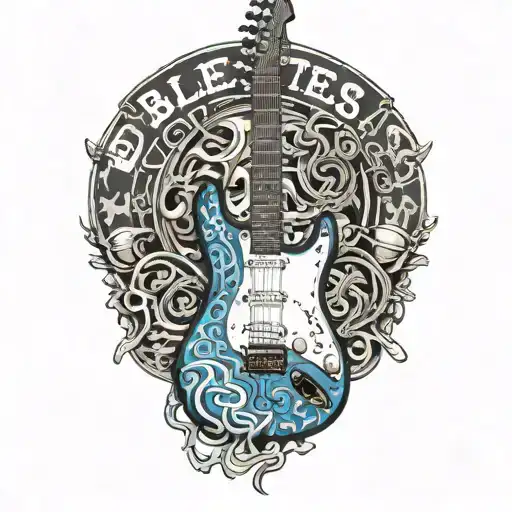 Blues Testicles' Text And Stratocaster Guitar Merging