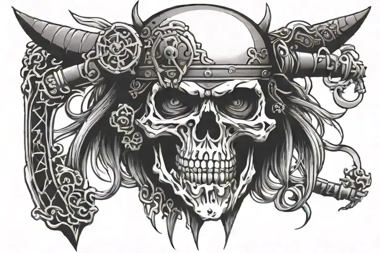 Samurai Skull Wearing A Crown