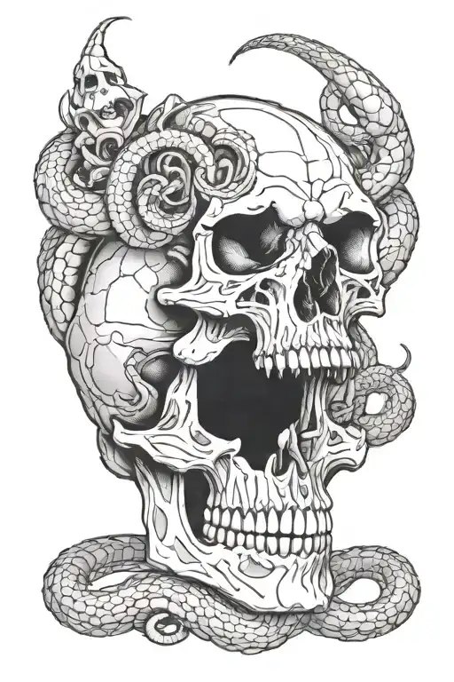 Skull With Snake
