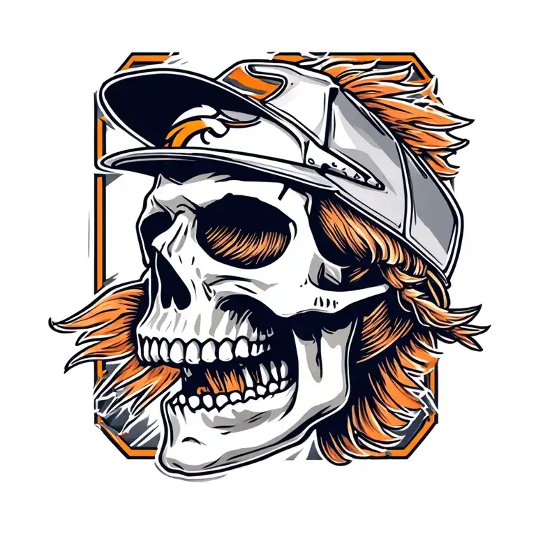 Skull Wearing Broncos Hat