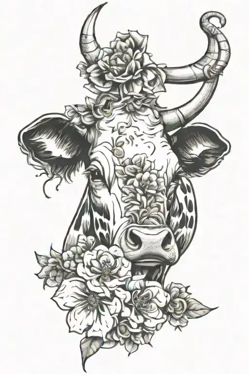Cow Outline With Flowers