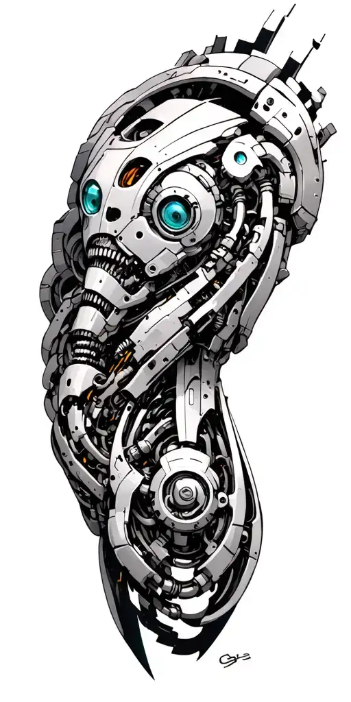 Futuristic Biomechanical Machinery Mixed Into Biology Of Arm