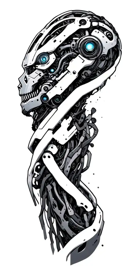 Futuristic Biomechanical Machinery Mixed Into Biology Of Arm