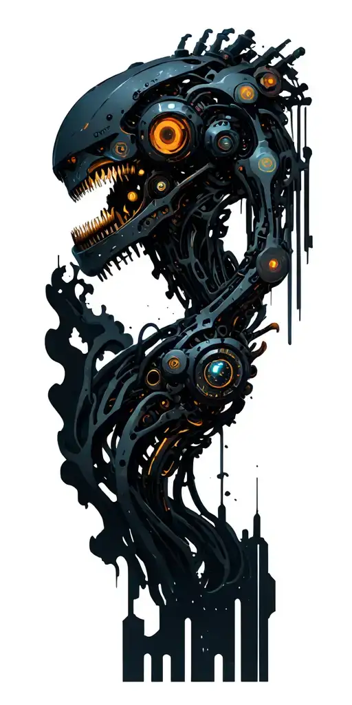 Futuristic Biomechanical Machinery Mixed Into Biology