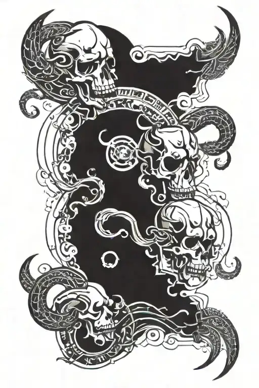 Skulls Clouds With Capricorn Zodiac Signs Merged Together