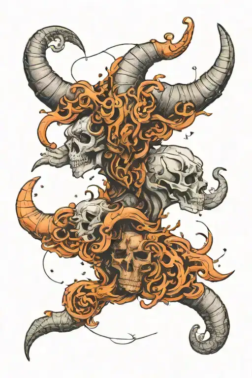 Skulls Clouds With Capricorn Zodiac Signs Merged Together