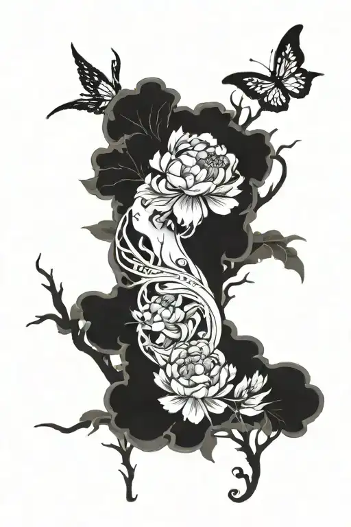 Peonie Water Cherry Blossom Back Woman