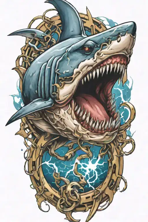 Chained Shark With Lightning