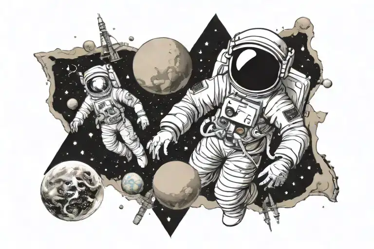 Astronaut Against The Background Of The Earth