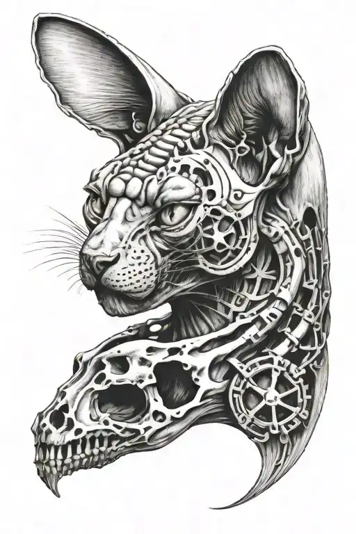 Sphynx Cat With Half Exposed Skull