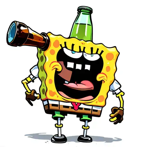 Spongebob Drinking Beer Bottle