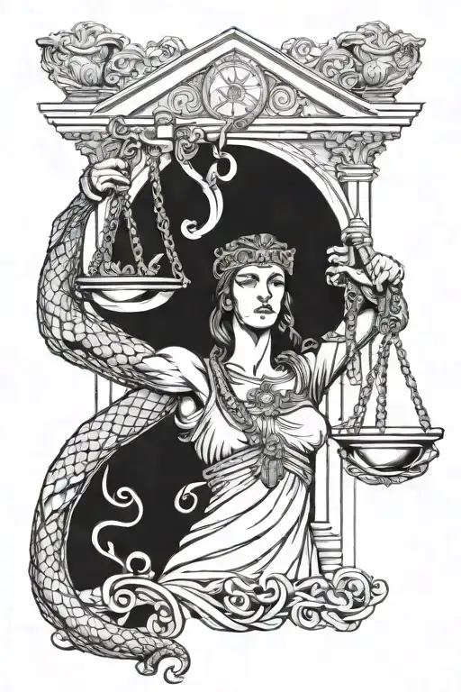 Lady Justice With Snake Intertwined