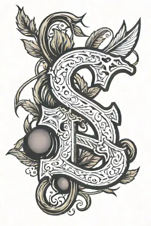 Letter O With Olive Branch And Arrow Surrounded