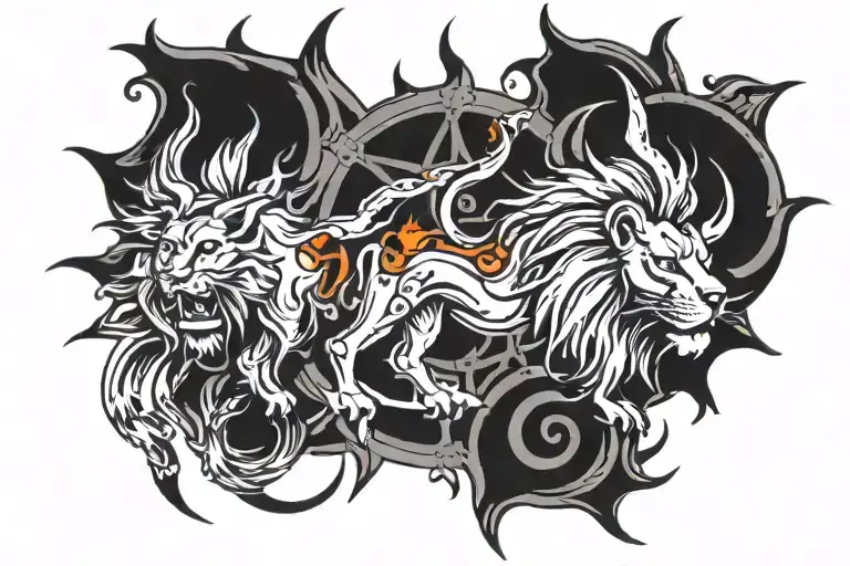 Leo Zodiac Sigh With Fire And Sun