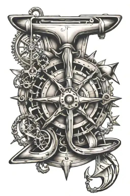 Airplane Propellor And Anchor Intertwined