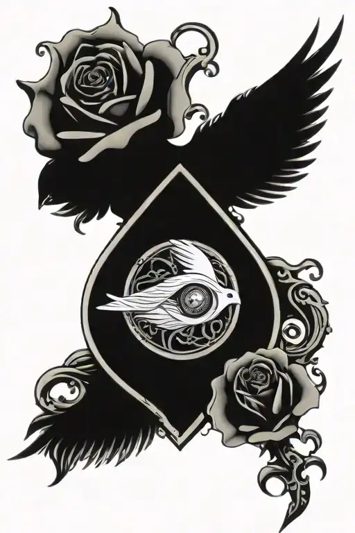 Eye With Rose Anchor And Dove