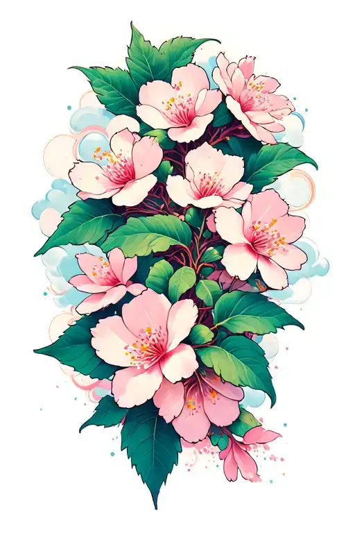 Cloud Japanese Leafs Cherry Blossom