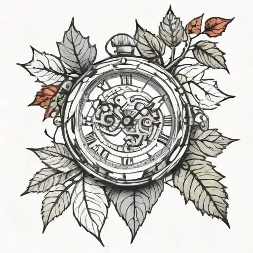 Birch Tree Red Leaves And 3 Round Clocks