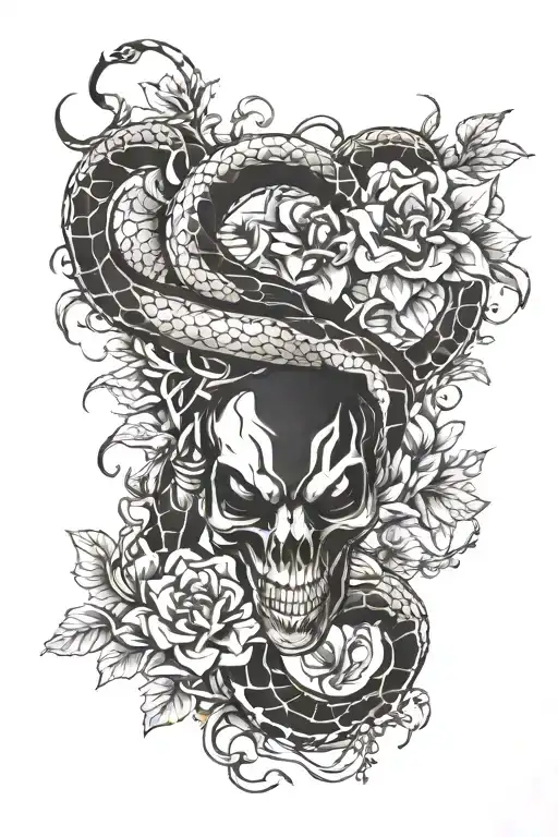 Snake And Flowers