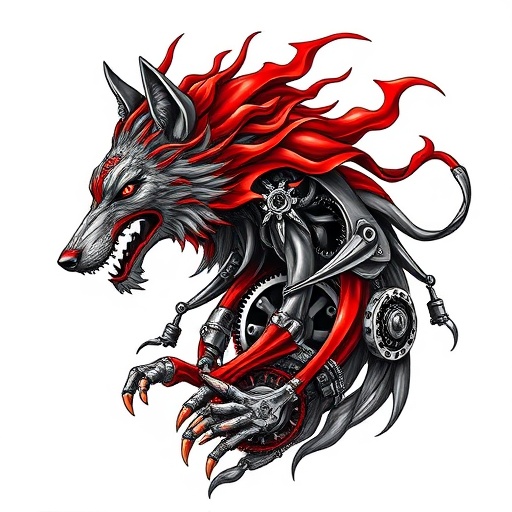 Crimson Flame of the Wolf Tattoo idea