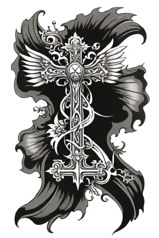 Gangsta Cross With Angel Wings