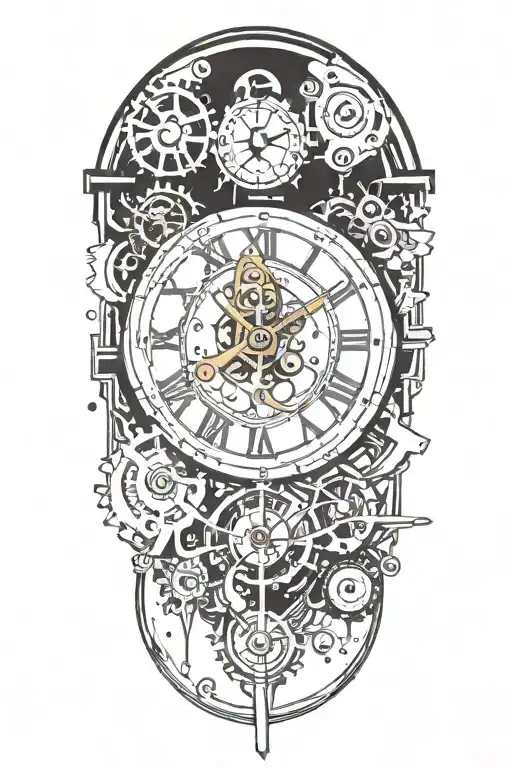 Exploding Clock With Mechanism In Grafitti Style