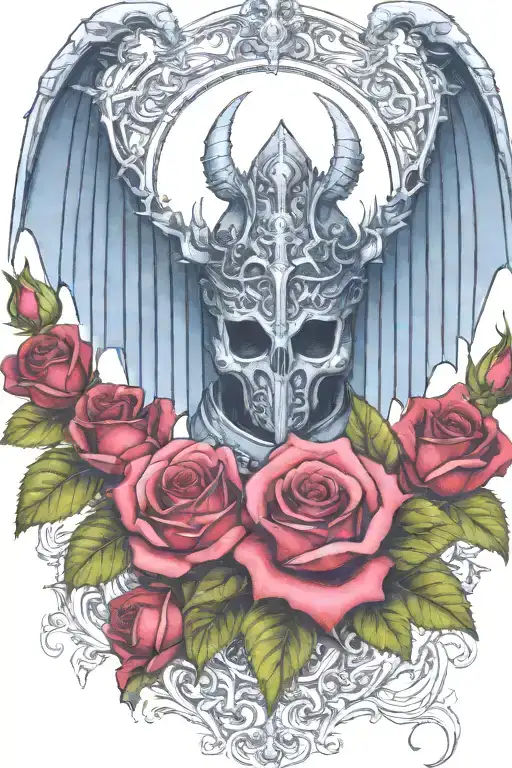 Warhammer 40K Night Lords Bat Wings Helmet Wrapped In Roses With Thorny Vines