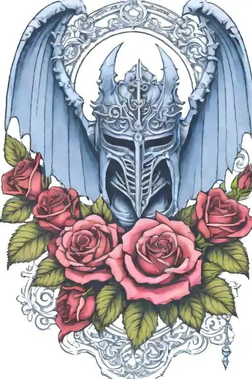 Warhammer 40K Night Lords Helmet With Bat Wings Wrapped In Thorns With Roses