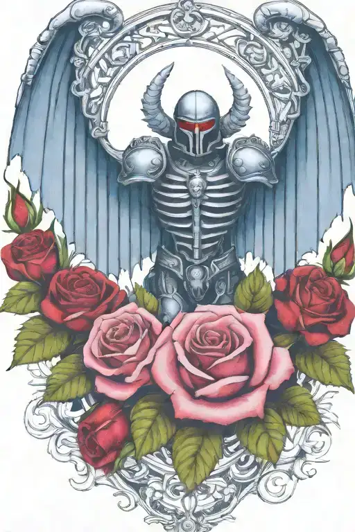 Warhammer 40K Night Lords Helmet With Bat Wings Coiled Roses With Briars