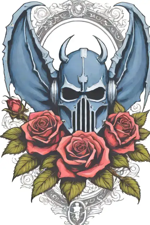 Warhammer 40K Night Lords Space Marine Helmet Bat Wings Roses Bloody Thorns