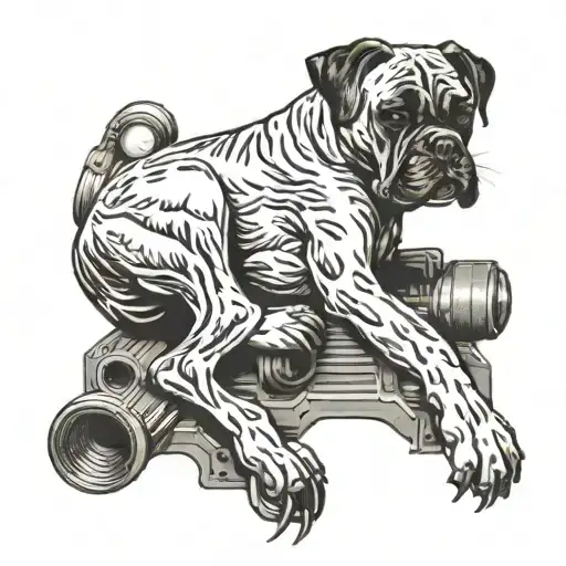 Boxer Dog Laying On His Side