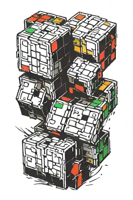 Living Rubik's Cube Picking Up Its Pieces Falling