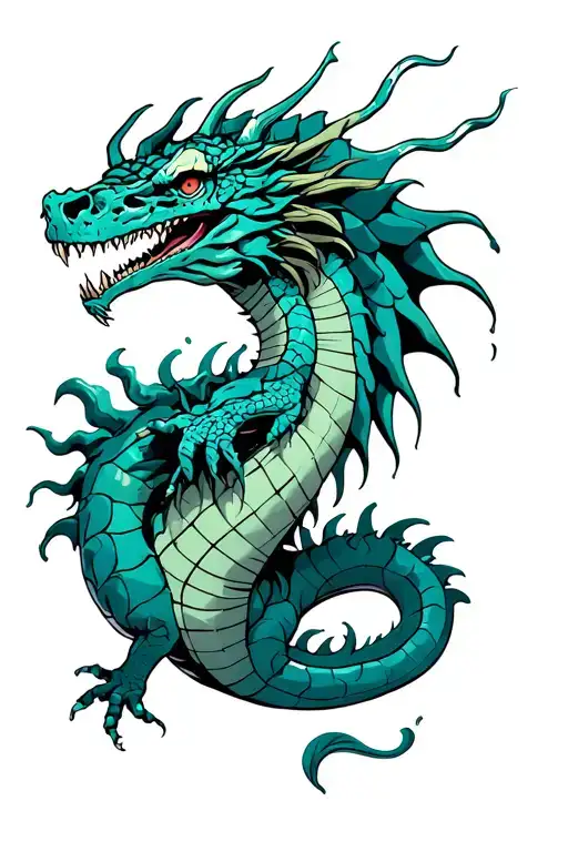 Water Dragon With Skulls