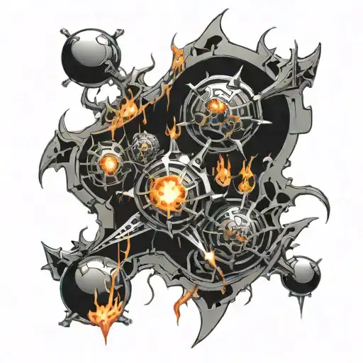 Fire Balls Thrown All Over The Shirt In The Front