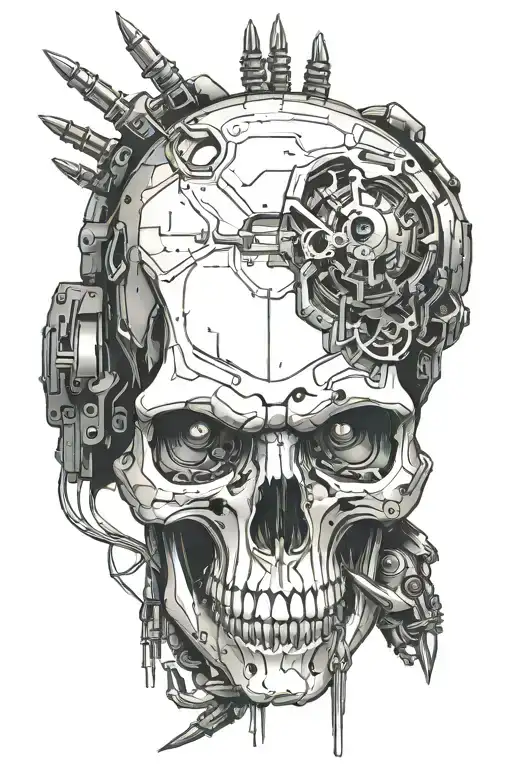 Cyberpunk Skull Side With Claws Emerging
