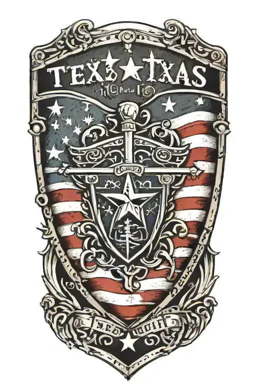 American Flag Texas Flag Shield Crossed Constitution