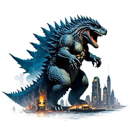 Godzilla Destroying A City