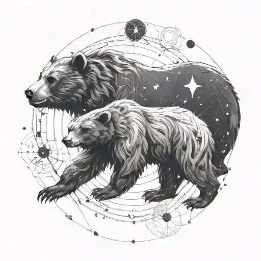 An Intricate Design Of A Bear Constellation Intertwined With Family Symbols