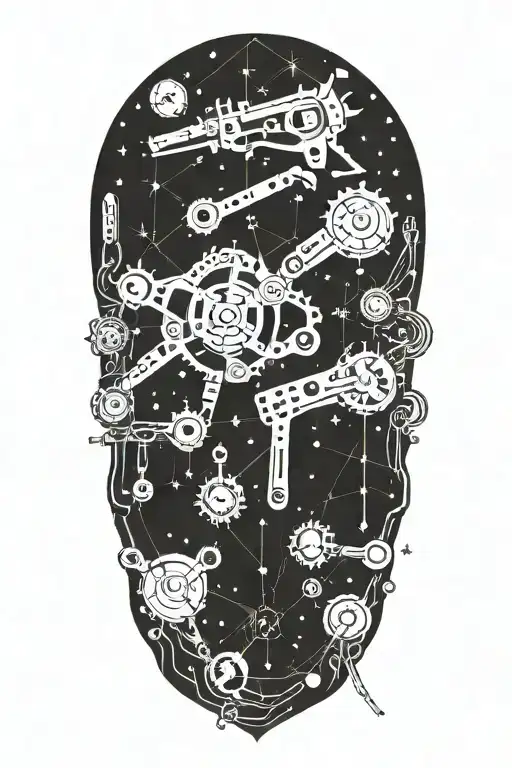 A Mechanic's Toolset Arranged In The Shape Of A Constellation