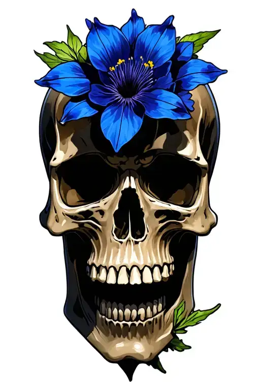 Colorado Blue Columbine Flower And Skull Wearing
