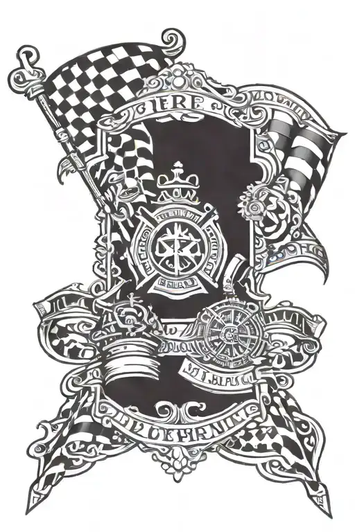 Fire Dept Flag And Checkered Flags