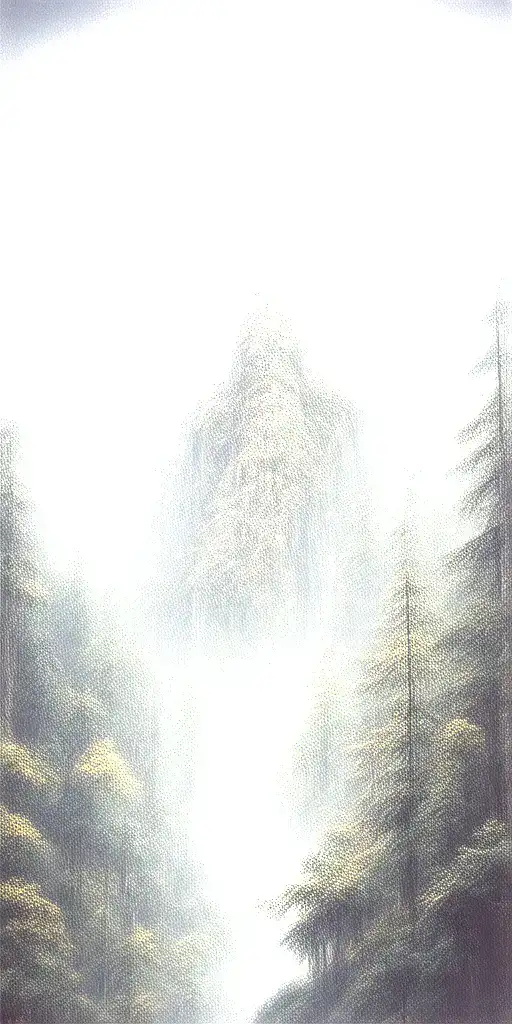 Massive Forest Landscape With Huge Moon In The Background