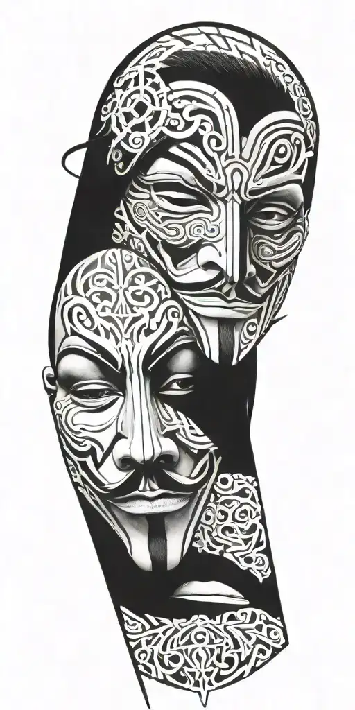 V For Vendetta Portrait With Tribal