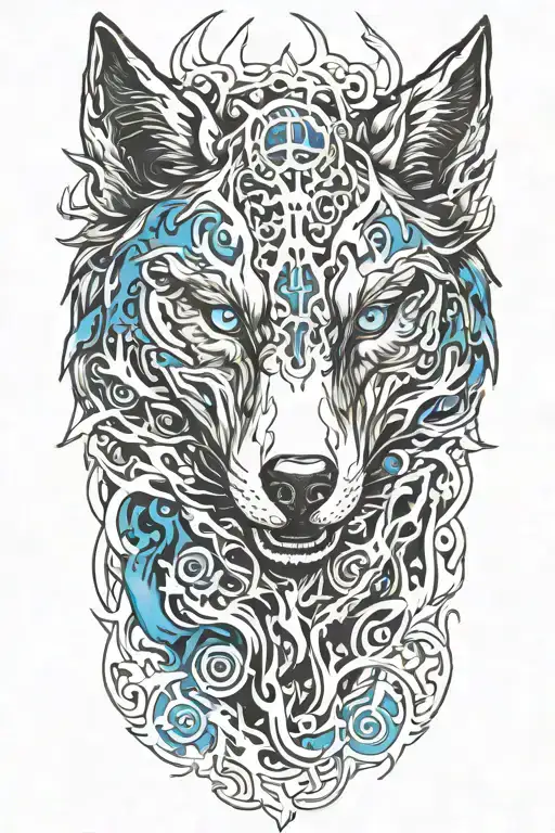 Wolf Blue Eyes Fire Flames