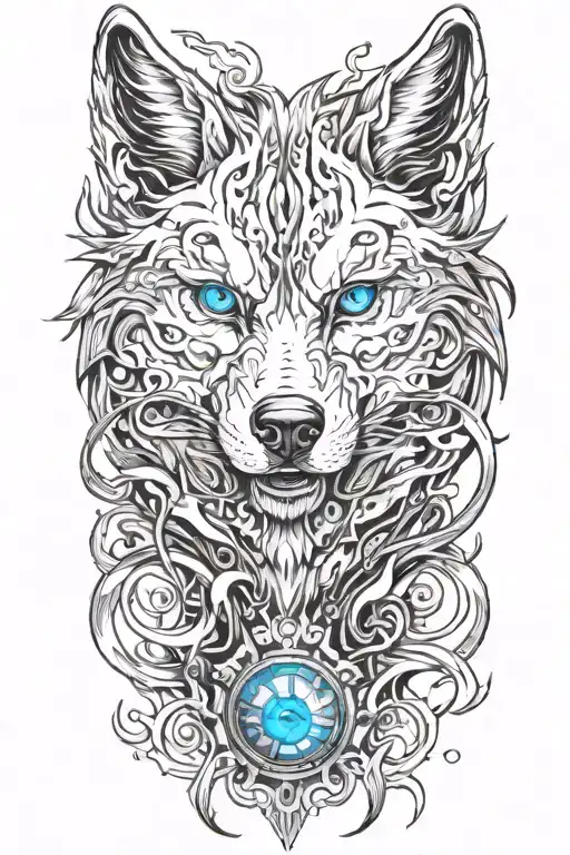 Wolf Blue Eyes Fire Flames